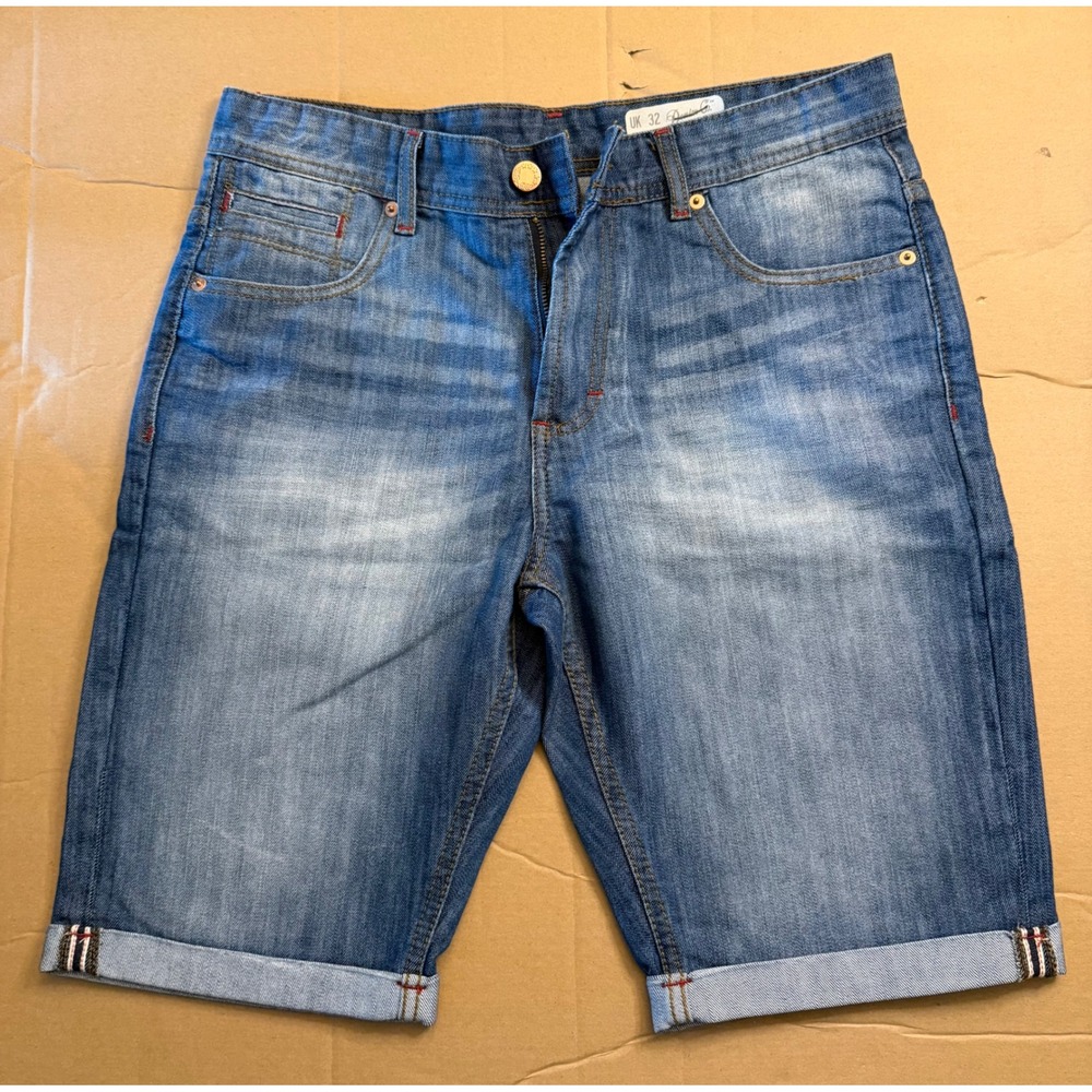 Denim Co Mens Blue Jean Shorts Size UK 32 EUR 40 Faded Denim Cuffed Hem Casual